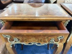 Matched Pair of French Style Side Cabinets, with two drawers supported on cabriole shaped legs, with
