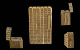 S.T.Dupont Paris Gold Plated Lighter - 20 Microns Thick. Pleasing Design. Date 1972.