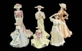 Nine Coalport Ladies of Fashion, 'Barbara Ann', 'Vicky', 'Liz', 'Penelope Ann', 'Joan', and Flower