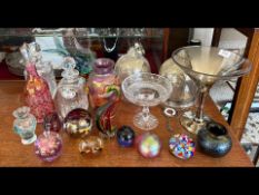 Collection of Glass, to include two light shades, decanters, opalescent glass, Murano style glass,