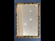 Framed Fabric Edged Mirror, bevelled glass, measures 35'' x 24''.