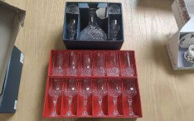 Bohemia Crystal Sherry Set, seven pieces to include a decanter and six sherry glasses, in fitted
