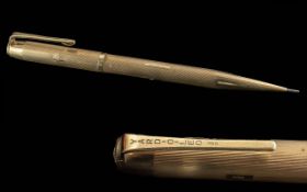 9ct Gold Yard of Lead Propelling Pencil, fully hallmarked, vacant cartouche, gross weight 25 grams.