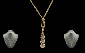 Ladies 18ct Gold Diamond Set Pendant - Attached To An 18ct Gold Chain. Both Stamped 750 (18ct) The
