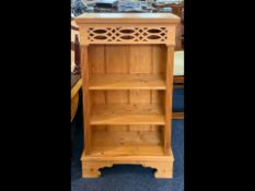 Small Pine Two Shelf Book Rack Side Cabinet, of handy size. Height 45'', width 26'', 10'' deep.