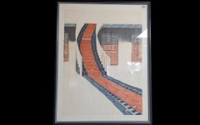 Rima Farah (1955 - ) Limited Edition 142/200 Serigraph titled 'Staircase'. A large framed