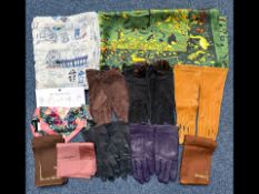 Collection of Six Vintage Scarves, to include Jacqmar, Cornelia James, etc. together with five pairs