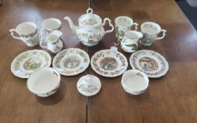 Collection of Brambly Hedge Pottery, comprising Brambly Hedge Tea Pot, Milk Jug and Sugar Bowl and