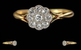 Ladies Exquisite 18ct Gold & Platinum Diamond Set Ring. Marked 18ct to interior of shank. The nine