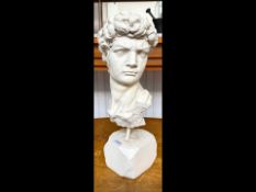 Resin Bust of David by Michael Angelo, measures 18'' high.