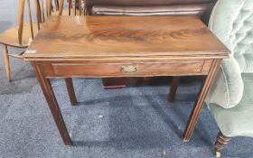 Mahogany Side Table with Frieze Drawer, raised on square legs. Height 28.5'', width 36'', depth