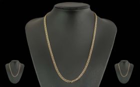 A Fine 9ct Gold Flat Link Chain, marked 9ct. Pleasing fold colour and design, lobster clasp.