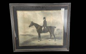 Rare Antique Mezzotint of Daniel Haigh Esq., mounted on his favourite steed (some staining). Mounted