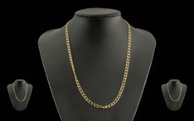 A Fine 9ct Gold Modern Designed Chain - Marked 9ct (375) Lobster Claw Clasp. Length 20'' Weight 10.9