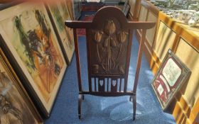 Shapland & Petter Style Arts & Crafts Framed Fire screen, embossed copper panel depicting poppies.