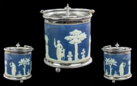 Antique Wedgwood Jasper Ware Biscuit Barrel.