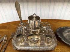 A Small Mixed Lot of Silver Plated Ware, to include a Victorian desk tidy, modern coasters,