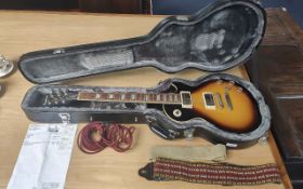 Gibson Guitar Epiphone Les Paul 1960 Tribute Plus Vintage Sunburst Rotosound Yellows R10-46. In hard