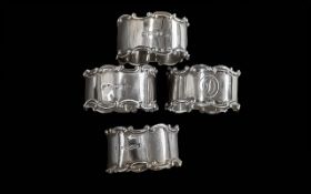 Collection of 925 Sterling Silver Napkin Holders. ( 4 ) In Total. All Fully Hallmarked. Approx
