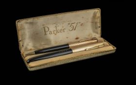 Parker 51 - Boxed Set. Fountain Pen & Ballpoint Pen. In Pleasing Condition.