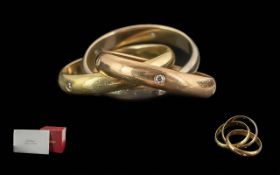 Cartier 18ct Gold Ladies Trinity Ring - Interlocking White, Yellow & Rose Gold Rings, Each Set