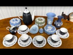 Miscellaneous Selection of Seven Wedgwood Boxes & Vases, with a Domino coffee set.