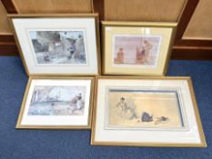 Four Framed Coloured Russel Flint Prints the largest titled Jessie and Jemima and measuring 12 by 20