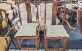 Pair of Chinese Style Yoke Back Armchairs, loose cushions. Height 46'', widest point 24''.