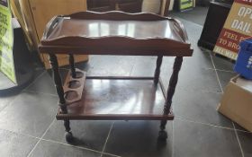 Mahogany Reproduction Trolley with Butlers Tray, bottom shelf with bottle holders, top with lift off
