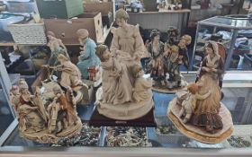 Collection of Six Pieces of Capodimonte Figures, various subjects, mothers and children, classical