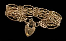 Antique Period Ladies 9ct Gold Superior Gate Bracelet. Superb design, excellent warm coloured