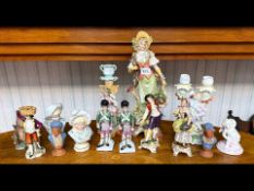 Miscellaneous Selection of Decorative Antique Porcelain Figures, includes Soldiers, Cherubs,