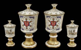 A Pair of Spode Limited Edition Lidded Chalices, No. 18 and 19 of 200, The York of Minster 1472-
