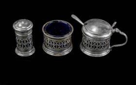 Sterling Silver 925 Pots with Blue Liners. Stamped for 925 Silver.