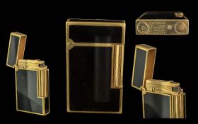 S.T Dupont Delux Version Gold Plated Lighter - Black & Gold Colourway. Date Of Purchase 12/03/