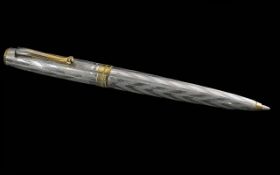 Silver Montegrappa Italian Ballpoint Pen, fully hallmarked, engine turned cap and barrel.