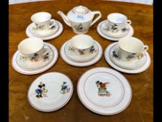 Unusual Mickey Mouse & Donald Duck Part Child's Tea Set, made with permission and under license from
