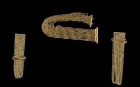 Art Deco Period Ladies Superb Quality 9ct Gold 16 Strand Designer Bracelet with well designed
