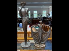 Art Deco Style Figure 'Vogue' 1987 by Austin, and 'Du Soir' with small chip to reverse. Tallest
