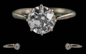 Ladies Platinum Single Stone Diamond Ring - Not Marked but tests 900 platinum.