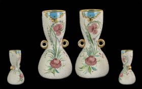 Pair of 1960's Italian Vases, by the Santucci Studio in Deruta, Italy. With moriage raised dot