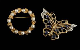 Antique Period Pair of 9ct Gold Small Br