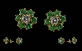 Ladies Pair of 15ct Gold Pleasing Emeral