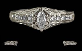 Ladies - Modern 14ct White Gold Diamond