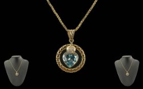 Ladies Good Quality 18ct Gold Blue Aquam