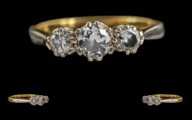 Ladies 18ct Gold 3 Stone Diamond Set Rin