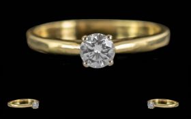 18ct Single Stone Diamond Ring, round mo