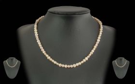 Ladies Single Strand Pearl Necklace with