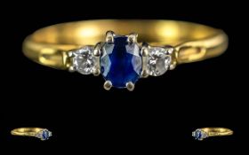 Ladies Petite 18ct Gold 3 Stone Sapphire