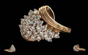 Ladies 14 ct Gold & CZ Set Fashion Ring
